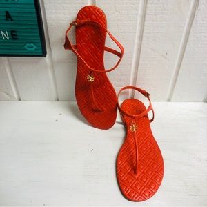 Tory Burch Marion Thong Sandals Flats Quilted 10M